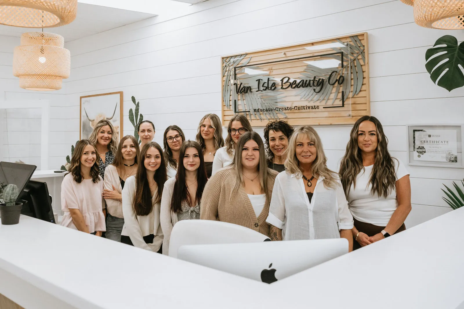The Van Isle Beauty team at the front desk